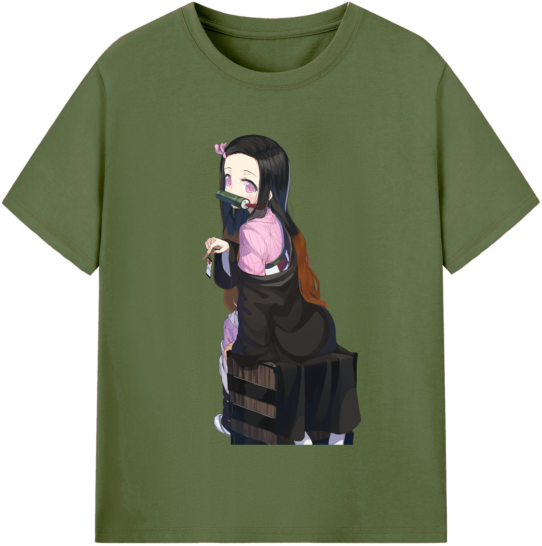 （画像用） 鬼滅の刃（きめつのやいば）竈門 禰󠄀豆子／かまど ねずこ Kamado Nezuko 綿100％半袖Tシャツ（フロントプリント）